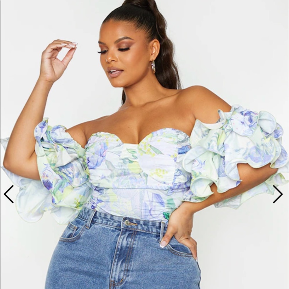 PLT floral ruffle, crop top